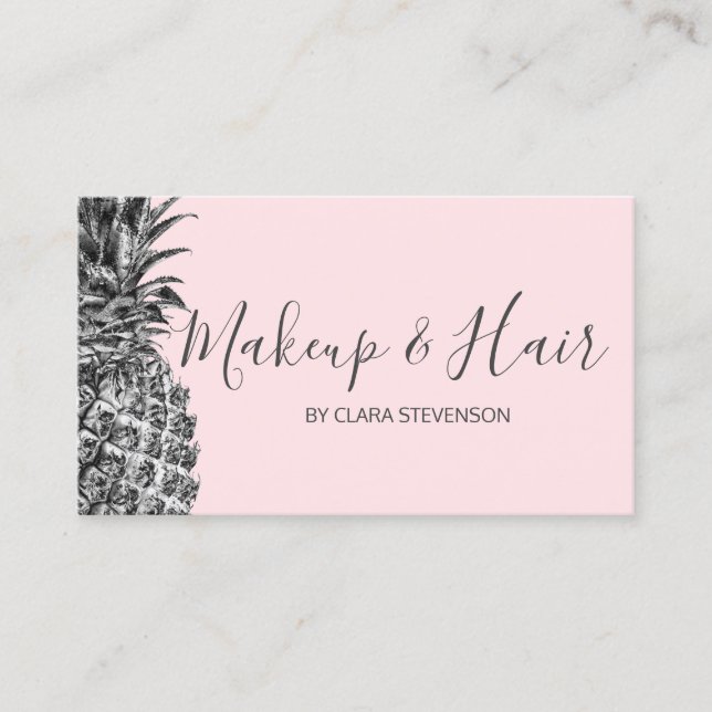 Tarjeta De Visita Maquillaje rosado de plata bonito moderno elegante (Anverso)
