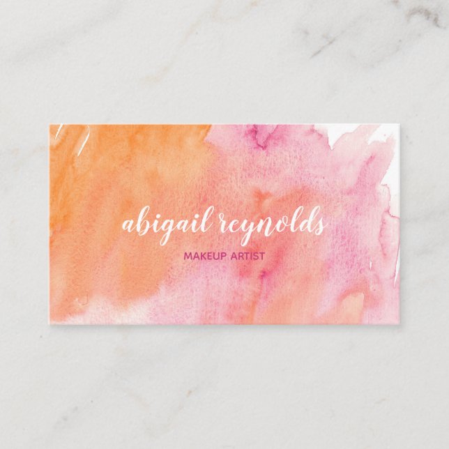 Tarjeta De Visita Maquillaje rosado y anaranjado Aritist de la (Anverso)
