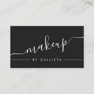 Tarjeta De Visita Maquillaje sencillo y minimalista de guiones blanc