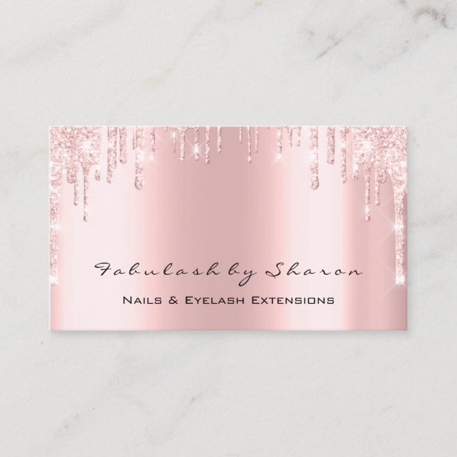 Tarjeta De Visita Maquillaje SPA Eyelash Lanza las uñas rosadas (Anverso)