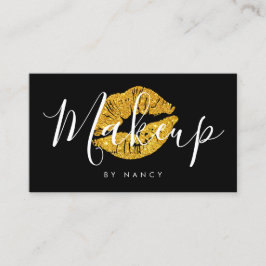 Tarjeta De Visita Maquillaje Tipografía Artista Oro Purpurina Sparkl