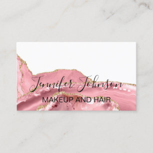 Tarjeta De Visita Maquillaje tipografía elegante rosa cuarzo ágata