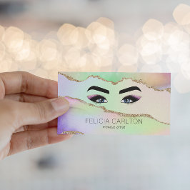 Tarjeta De Visita Maquillaje y azotes Pastel Arcoiris y Purpurina de