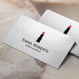 Tarjeta De Visita Maquillaje y minimalista elegante del lápiz labial
