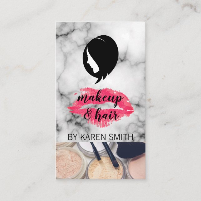 Tarjeta De Visita Maquillaje y pelo | Beautician | Hair Stylist (Anverso)