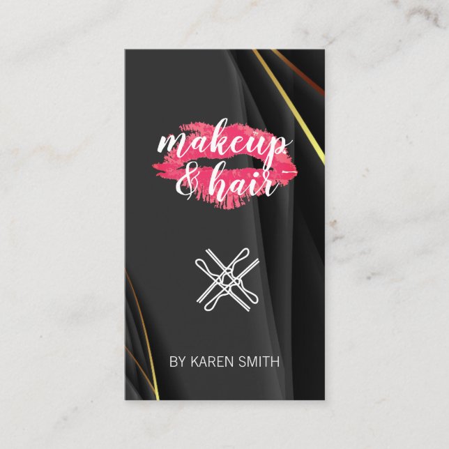 Tarjeta De Visita Maquillaje y pelo | Lipsticks Kiss (Anverso)