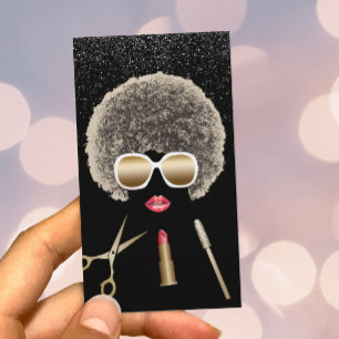 Tarjeta De Visita Maquillaje y salón de belleza moderno del Afro de