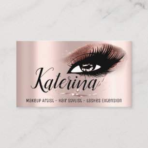 Tarjeta De Visita Máquina Artista Hair Salon Eyelash Rosa Diamante