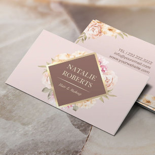 Tarjeta De Visita Máquina Artista Hair Salon Vintage Floral Rubor Pi