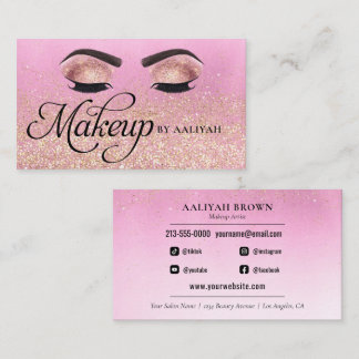 Tarjeta De Visita Máquina Artista Lujo Glam Dorado Salón MUA