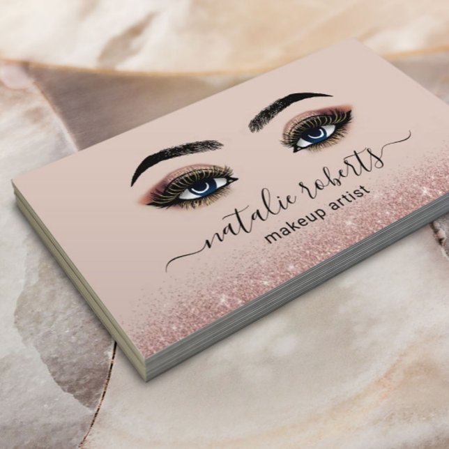 Tarjeta De Visita Máquina Artista Oro Eyelash Rosa Salón Purpurina d (Subido por el creador)