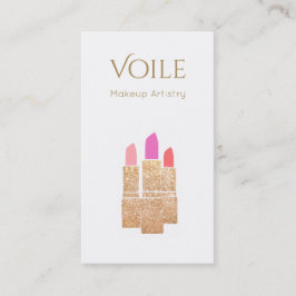 Tarjeta De Visita Máquina Artista Oro Purpurina Lápiz labial Salón d