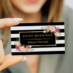 Tarjeta De Visita Máquina Artista Salón De Belleza Dorado Vintage Fl