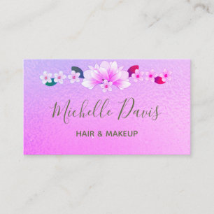 Tarjeta De Visita Máquina Artista Salón De Pelo Floral Rosa