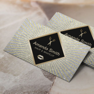 Tarjeta De Visita Máquina Artista Salón de pelo Purpurina de plata m