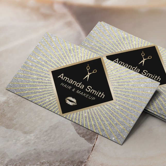 Tarjeta De Visita Máquina Artista Salón de pelo Purpurina de plata m (Subido por el creador)