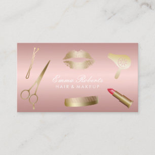 Tarjeta De Visita Máquina Artista Salón del Pelo Moda Rosa Oro