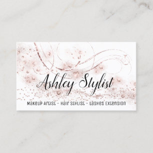 Tarjeta De Visita Máquina Artista Salón del Pelo Rosa Lash Cristales