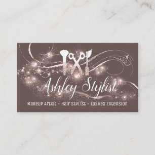 Tarjeta De Visita Máquina Artista Salon Lash Tijeras Rosa Rubor