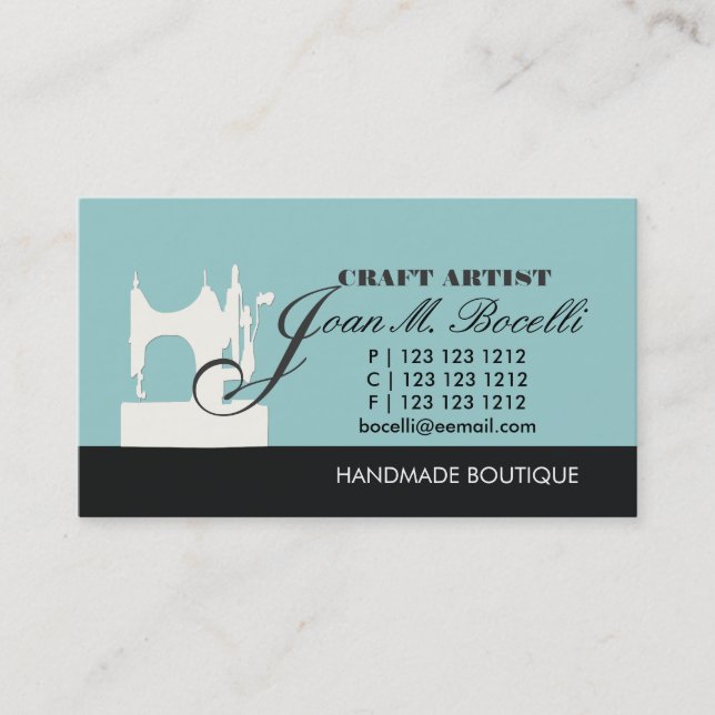 Tarjeta De Visita Máquina de coser anticuada retro negra (Anverso)