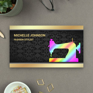 Tarjeta De Visita Máquina de coser arcoíris de papel de oro Estilist