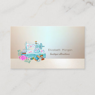 Tarjeta De Visita Máquina de coser azul luminosa profesional elegant