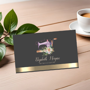 Tarjeta De Visita Máquina de coser con franja dorada elegante