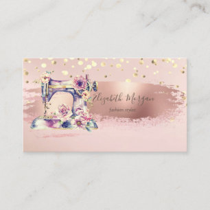Tarjeta De Visita Máquina de coser confeti dorado, pincelada 