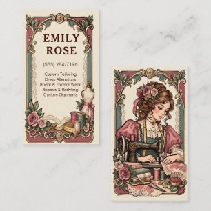 Tarjeta De Visita Máquina de coser de costurera victoriana vintage