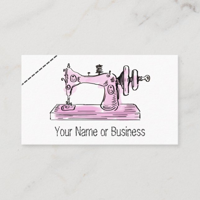 Tarjeta De Visita Máquina de coser de Moda blanca, rosa, negra (Anverso)