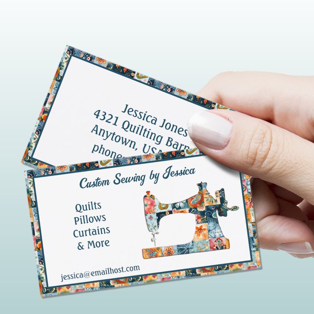 Tarjeta De Visita Máquina de coser de mosaico floral (Subido por el creador)