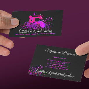 Tarjeta De Visita Máquina de coser edredón negro rosa costurera sast