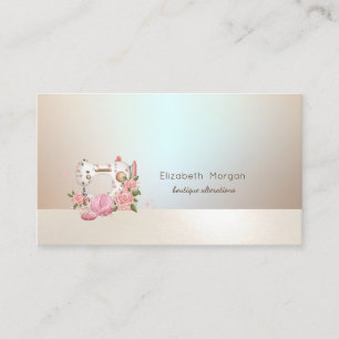 Tarjeta De Visita Máquina de coser floral blanca profesional elegant