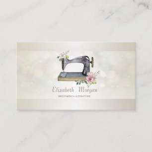 Tarjeta De Visita Máquina de coser floral bokeh elegante profesional