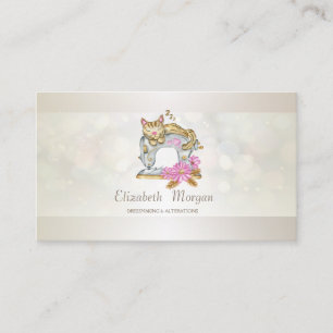 Tarjeta De Visita Máquina de coser floral profesional gato bokeh