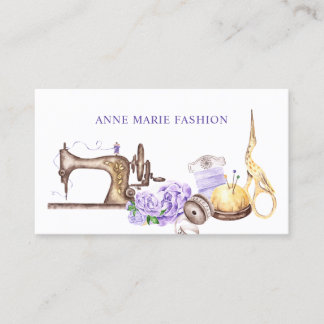 Tarjeta De Visita Máquina de coser floral vintage modista de alta co