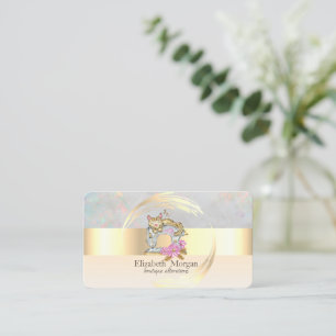 Tarjeta De Visita Máquina de Coser Franja Dorada Ópalo Holográfico