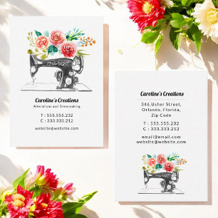 Tarjeta De Visita Máquina de coser marea roja blanca negra