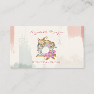Tarjeta De Visita Máquina de coser profesional pincelada de gato