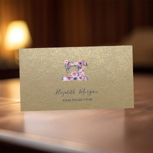 Tarjeta De Visita Máquina de coser Rustic Kraft, Lotus, Confeti Dora