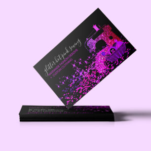 Tarjeta De Visita Máquina de coser sastre negro rosa hilado acolchad