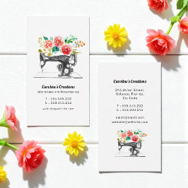 Tarjeta De Visita Máquina de coser sastre rojo blanco negro