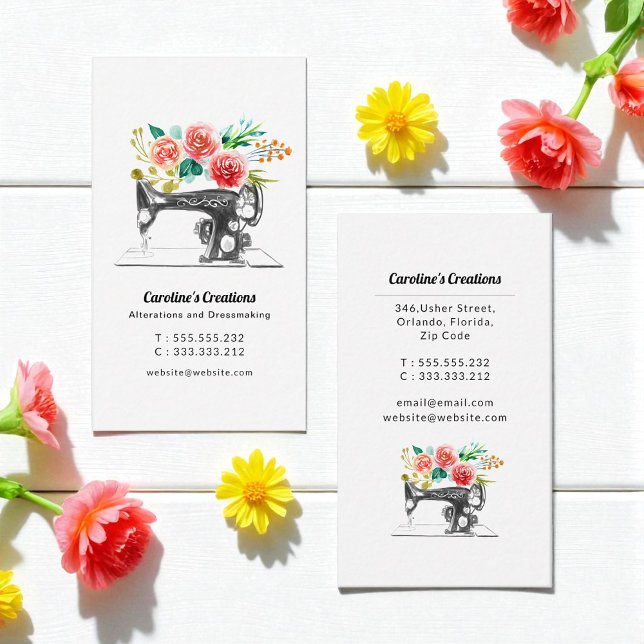 Tarjeta De Visita Máquina de coser sastre rojo blanco negro (Subido por el creador)