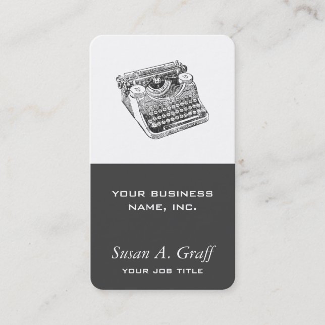 Tarjeta De Visita Máquina de escribir en madera subterránea con prob (Anverso)