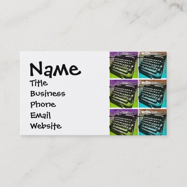 Tarjeta De Visita Máquina de escribir Guay Pop Art para escritores y (Anverso)