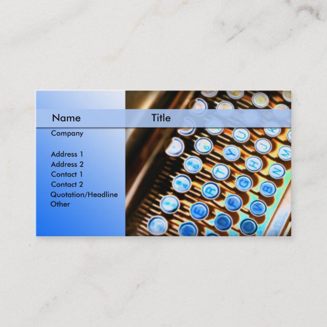 Tarjeta De Visita máquina de escribir - reportero del redactor (Anverso)