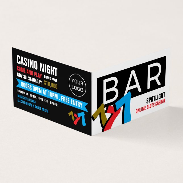 Tarjeta De Visita Máquina de ranura de barra, gestor de casino, info (Exterior)