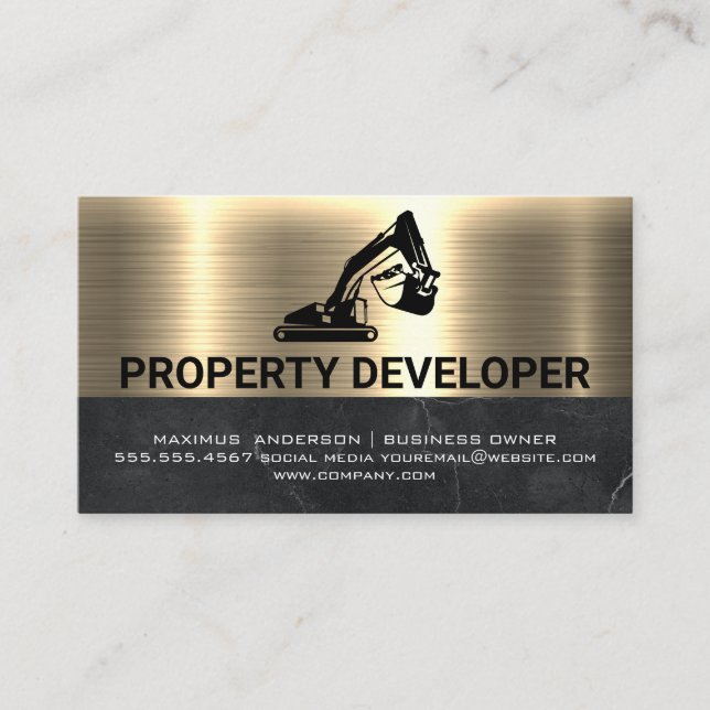 Tarjeta De Visita Maquinaria de construcción | Oro metalizado (Anverso)