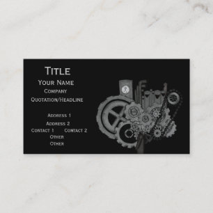 Tarjeta De Visita Maquinaria de Steampunk (monocromática)