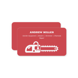 Tarjeta De Visita Maquinaria Jardín Chainsaw (Rojo)